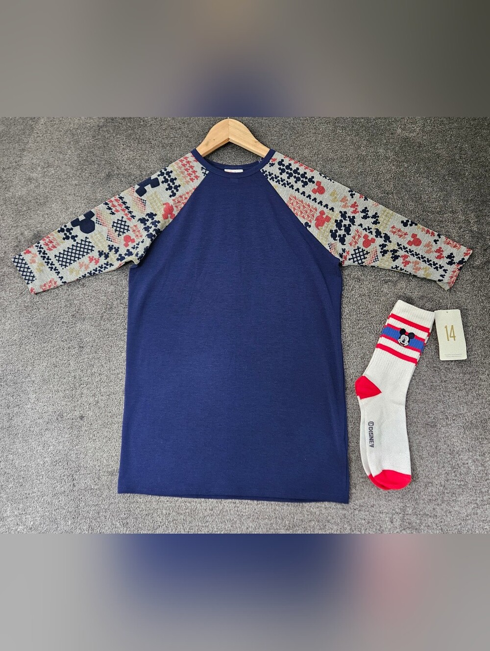 NWT Disney LuLaroe Mickey Mouse Tshirt & socks Set For Girl's Size 14